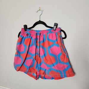 CRASQI Pink Geometric Swim Trunks